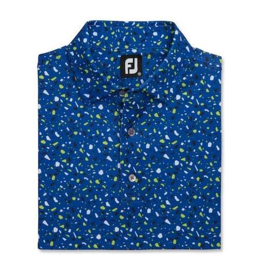 Apparel * | Free Delivery Footjoy Terrazzo Print Polo Ocean 25356