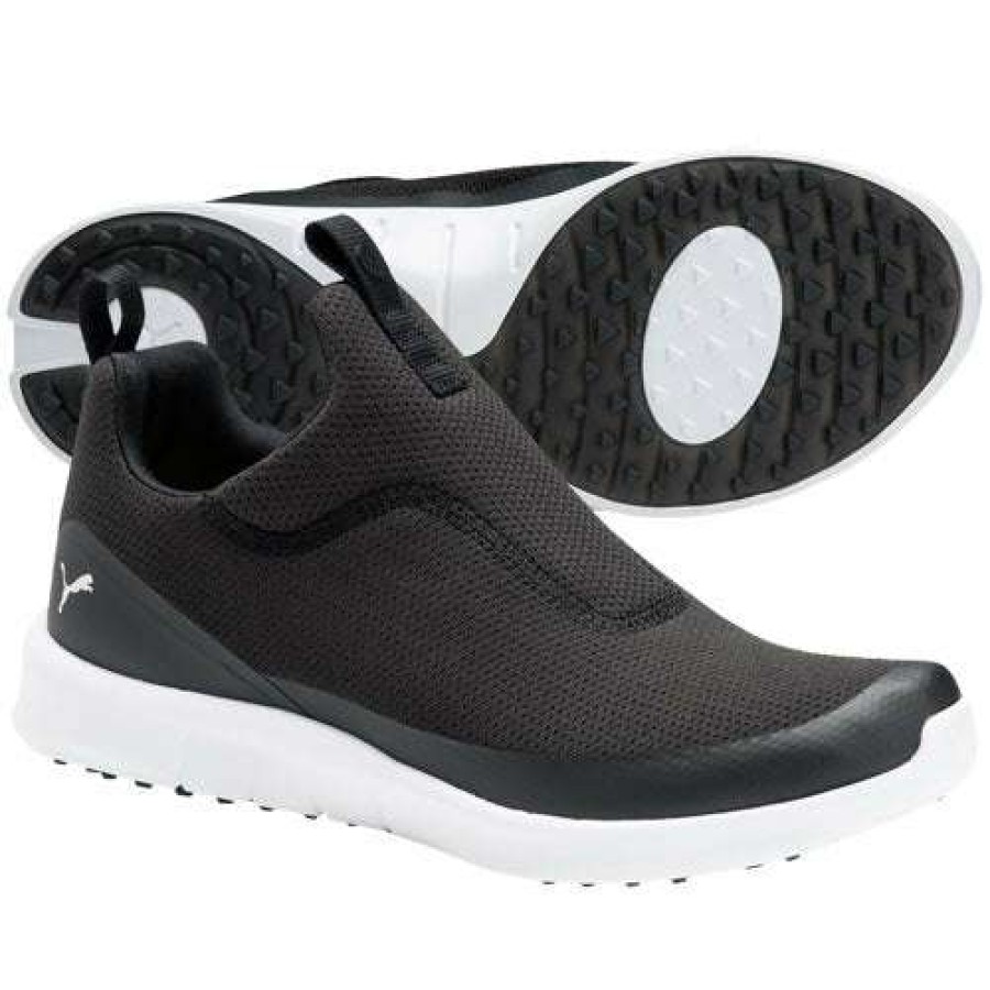 Shoes * | Premium Puma Women'S Laguna Fusion Slip On Golf Shoes Black / Silver