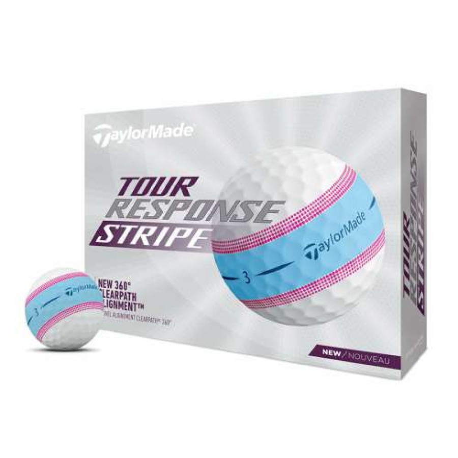 Golf Balls * | Online Taylormade 2022 Tour Response Stripe Golf Balls Blue / Pink