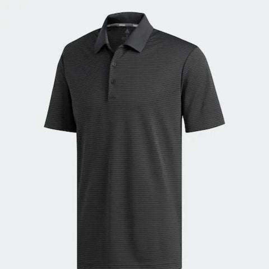 Apparel * | Cheap Online Adidas Two Color Club Stripe Polo Carbon Black