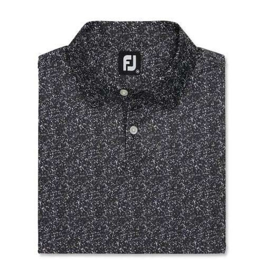 Apparel * | Clearance Footjoy Paint Splatter Polo Black/White 25399